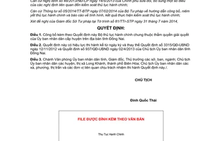 Quyết định 2492/QĐ-UBND năm 2014 Bộ thủ tục hành chính chung thuộc thẩm quyền Ủy ban cấp huyện Đồng Nai