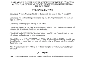 Quyết định 31/2014/QĐ-UBND quản lý điểm truy nhập Internet cung cấp trò chơi điện tử công cộng Bình Dương