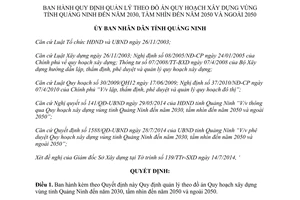 Quyết định 1732/QĐ-UBND năm 2014 quản lý theo Quy hoạch xây dựng vùng Quảng Ninh đến 2030 tầm nhìn 2050