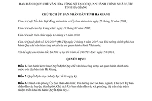 Quyết định 1582/QĐ-UBND 2014 Quy chế văn hóa công sở cơ quan hành chính nhà nước Hà Giang