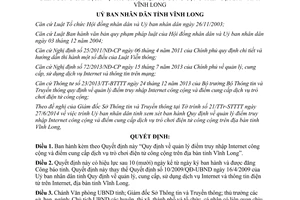 Quyết định 16/2014/QĐ-UBND quản lý điểm truy nhập Internet cung cấp trò chơi điện tử công cộng Vĩnh Long