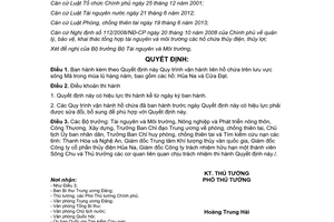 Quyết định 1341/QĐ-TTg 2014 Quy trình vận hành liên hồ chứa lưu vực sông Mã mùa lũ hàng năm