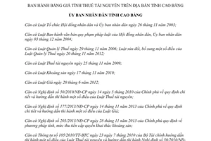 Quyết định 23/2014/QĐ-UBND Bảng giá tính thuế tài nguyên Cao Bằng