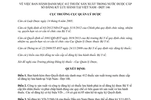 Quyết định 437/QĐ-QLD 2014 danh mục 412 thuốc sản xuất trong nước được cấp số đăng ký lưu hành