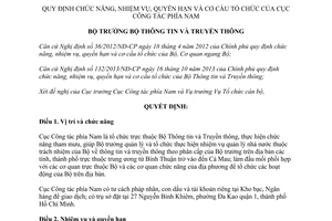 Quyết định 1146/QĐ-BTTTT 2014 nhiệm vụ quyền hạn cơ cấu tổ chức Cục Công tác phía Nam