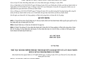 Quyết định 2187/QĐ-UBND 2014 công bố thủ tục hành chính thuộc Ủy ban xã thành phố Cần Thơ