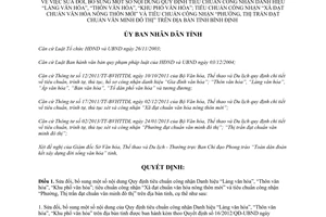 Quyết định 23/2014/QĐ-UBND sửa đổi công nhận Danh hiệu Làng Thôn Khu phố văn hóa Bình Định