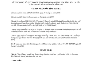 Quyết định 2125/QĐ-UBND 2014 Quy hoạch bảo tồn đa dạng sinh học Sơn La 2020 tầm nhìn 2030
