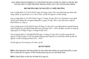 Quyết định 1686/QĐ-BTNMT 2014 người đứng đầu cơ quan thuộc Bộ Tài nguyên trong cải cách hành chính