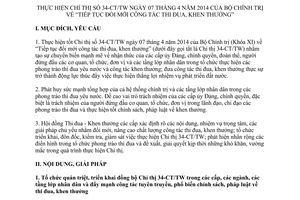 Kế hoạch 19/KH-HĐTĐKT năm 2014 thực hiện 34-CT/TW Tiếp tục đổi mới thi đua khen thưởng