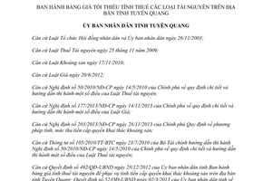 Quyết định 326/QĐ-UBND 2014 bảng giá tối thiểu tính thuế tài nguyên Tuyên Quang