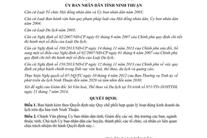 Quyết định 58/2014/QĐ-UBND quản lý kinh doanh du lịch Ninh Thuận