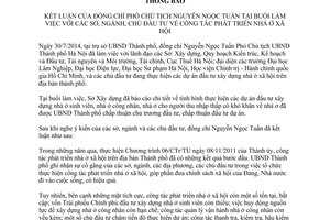 Thông báo 176/TB-VP 2014 kết luận Phó Chủ tịch Nguyễn Ngọc Tuấn phát triển nhà ở xã hội Hà Nội