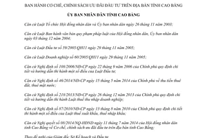 Quyết định 24/2014/QĐ-UBND cơ chế chính sách ưu đãi đầu tư Cao Bằng