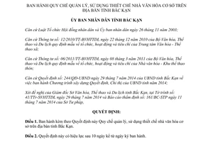 Quyết định 13/2014/QĐ-UBND Quy chế quản lý sử dụng thiết chế nhà văn hóa cơ sở Bắc Kạn