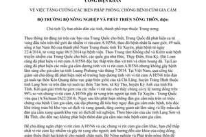 Công điện 6529/CĐ-BNN-TY năm 2014 tăng cường phòng chống cúm gia cầm