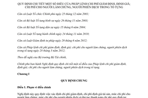 Nghị định 81/2014/NĐ-CP hướng dẫn Pháp lệnh chi phí giám định định giá người làm chứng người phiên dịch tố tụng