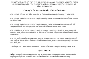 Quyết định 1711/QĐ-UBND 2014 bộ thủ tục hành chính ngành Thanh tra Kiên Giang