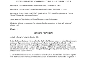 Decision No. 44/2014/QD-TTg on detailed regulations on natural disaster risk levels
