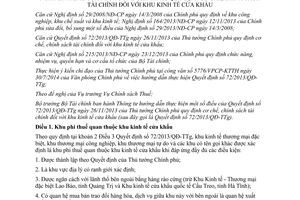 Thông tư 109/2014/TT-BTC hướng dẫn 72/2013/QĐ-TTg chính sách tài chính khu kinh tế cửa khẩu