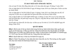 Quyết định 184/QĐ-UBND thủ tục hành chính thuộc thẩm quyền giải quyết sở giáo dục đào tạo Sóc Trăng 2014