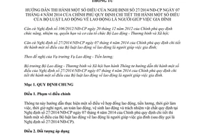 Thông tư 19/2014/TT-BLĐTBXH hướng dẫn 27/2014/NĐ-CP lao động là người giúp việc gia đình