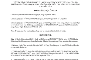 Quyết định 4740/QĐ-BCA 2014 đính chính 28/2014/TT-BCA công tác điều tra hình sự