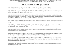 Quyết định 16/2014/QĐ-UBND phân cấp trách nhiệm quản lý nhà nước chất lượng công trình xây dựng Quảng Bình