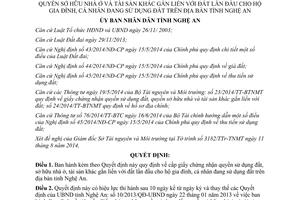 Quyết định 49/2014/QĐ-UBND cấp giấy chứng nhận quyền sử dụng đất nhà ở tài sản gắn liền với đất Nghệ An