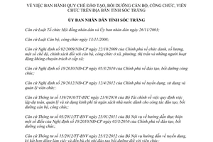 Quyết định 11/2014/QĐ-UBND đào tạo bồi dưỡng cán bộ công viên chức Sóc Trăng