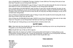 Quyết định 111/QĐ-VSD 2014 tổ chức hoạt động vay cho vay chứng khoán Trung tâm Lưu ký Chứng khoán