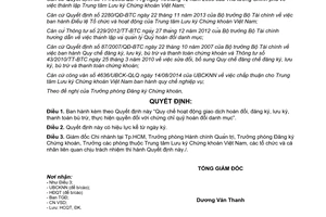 Quyết định 110/QĐ-VSD 2014 hoạt động giao dịch hoán đổi đăng ký lưu ký thanh toán bù trừ