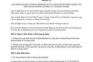 Thông tư 09/2014/TT-BTTTT quản lý cung cấp sử dụng thông tin trang thông tin điện tử mạng xã hội