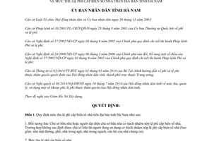 Quyết định 27/2014/QĐ-UBND mức thu lệ phí cấp biển số nhà Hà Nam