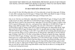 Quyết định 29/2014/QĐ-UBND quản lý cấp giấy phép xây dựng trật tự xây dựng Hà Nam