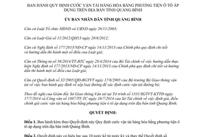 Quyết định 17/2014/QĐ-UBND Quy định cước vận tải hàng hóa bằng phương tiện ô tô Quảng Bình