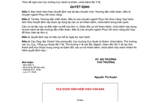 Quyết định 3109/QĐ-BYT 2014 tài liệu chẩn đoán điều trị chuyên ngành Phục hồi chức năng Bộ Y tế