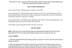 Quyết định 1456/QĐ-TTg 2014 Quy hoạch phát triển nghệ thuật biểu diễn đến 2020 định hướng 2030