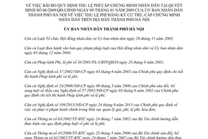Quyết định 37/2014/QĐ-UBND bãi bỏ thu lệ phí cấp chứng minh nhân dân 06/2009/QĐ-UBND Hà Nội
