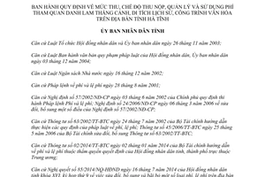 Quyết định 52/2014/QĐ-UBND thu nộp quản lý sử dụng phí tham quan danh lam thắng cảnh Hà Tĩnh