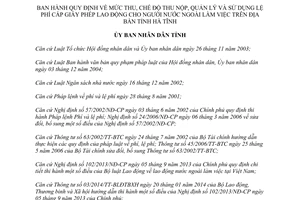 Quyết định 40/2014/QĐ-UBND thu nộp quản lý sử dụng lệ phí cấp giấy phép lao động người nước ngoài Hà Tĩnh