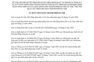 Quyết định 36/2014/QĐ-UBND bãi bỏ 05/2011/QĐ-UBND 38/2009/QĐ-UBND thu phí qua cầu Hà Nội