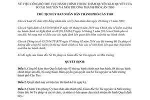 Quyết định 2285/QĐ-UBND 2014 thủ tục hành chính thuộc Sở Tài nguyên Môi trường Cần Thơ