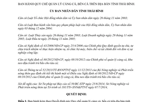 Quyết định 11/2014/QĐ-UBND Quy chế quản lý cảng cá bến cá Thái Bình