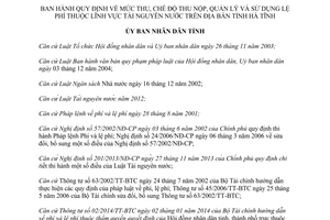 Quyết định 45/2014/QĐ-UBND nộp quản lý sử dụng lệ phí thuộc lĩnh vực tài nguyên nước Hà Tĩnh