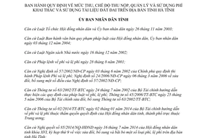 Quyết định 50/2014/QĐ-UBND thu nộp quản lý sử dụng phí khai thác sử dụng tài liệu đất đai Hà Tĩnh