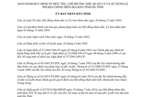Quyết định 43/2014/QĐ-UBND thu nộp quản lý sử dụng lệ phí địa chính Hà Tĩnh