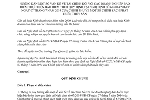 Thông tư 116/2014/TT-BTC hướng dẫn doanh nghiệp bảo hiểm theo 67/2014/NĐ-CP phát triển thủy sản