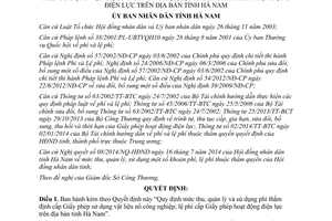 Quyết định 30/2014/QĐ-UBND mức thu quản lý sử dụng phí lệ phí Hà Nam