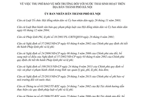 Quyết định 45/2014/QĐ-UBND thu phí bảo vệ môi trường nước thải sinh hoạt Hà Nội